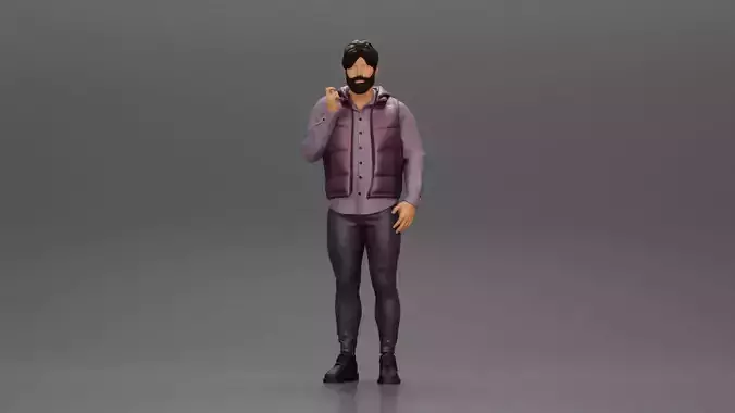 man stands confidently wearing an open jacket with beard