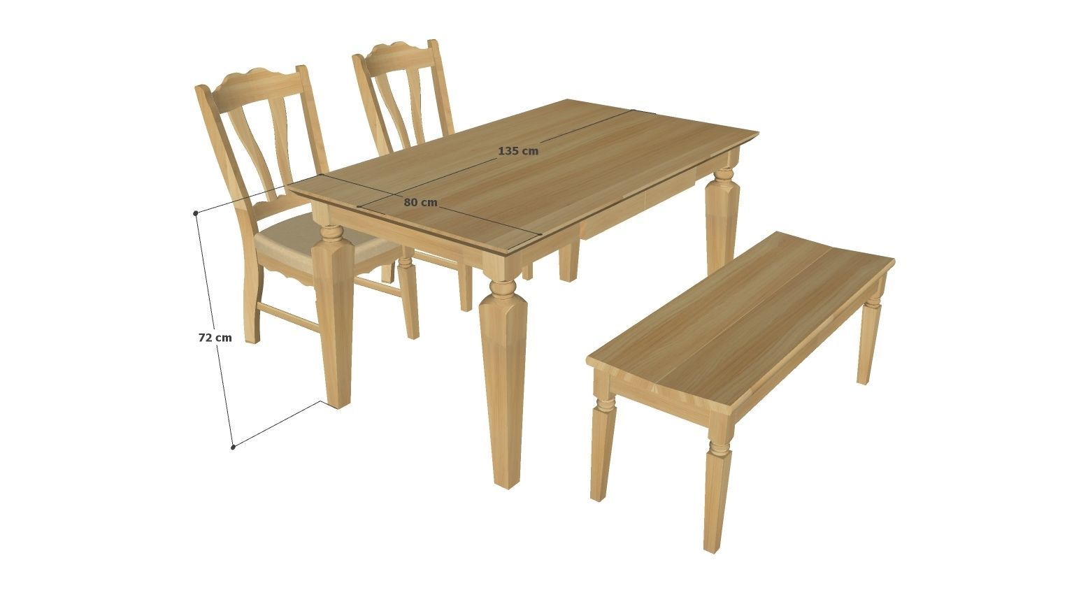 Dining set 4 seat 3D model_1