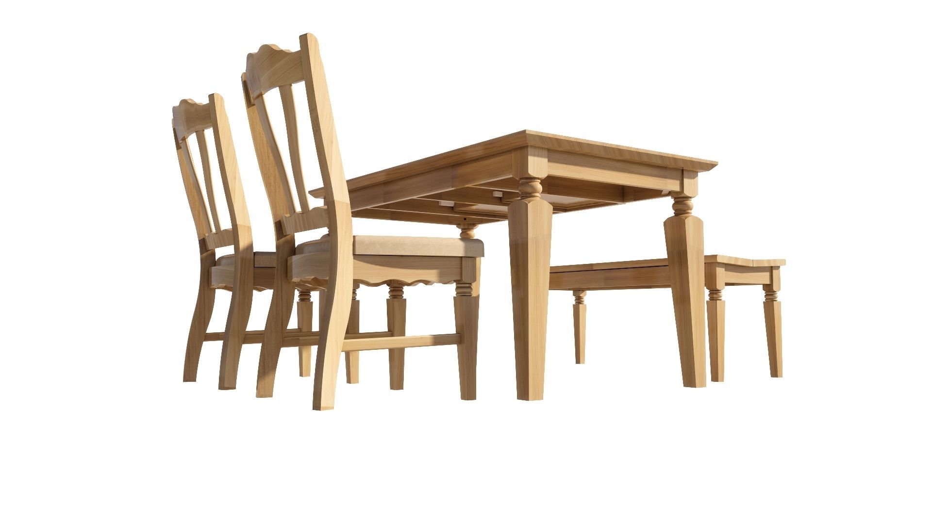 Dining set 4 seat 3D model_5