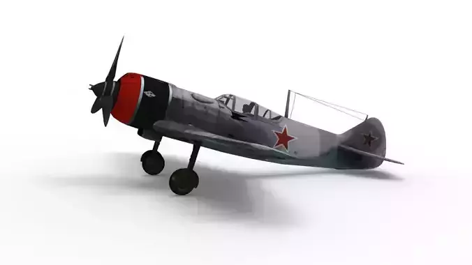 LA-5FN WWII Soviet Fighter Aircraft Low-poly 3D model