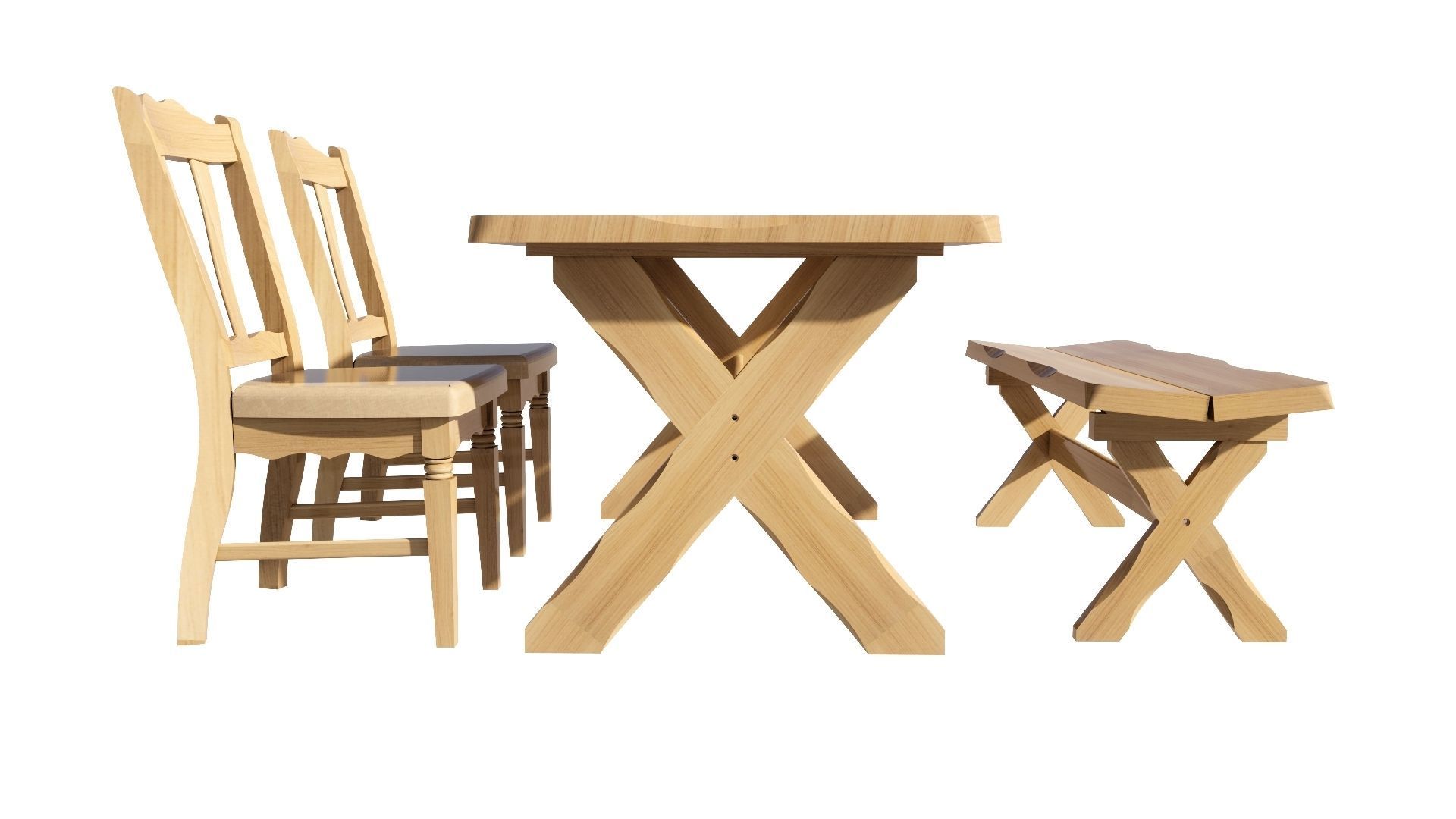 Dining set 4 seat 3D model_3