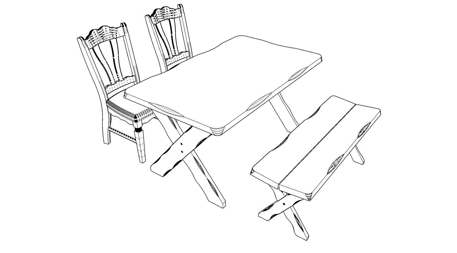 Dining set 4 seat 3D model_2