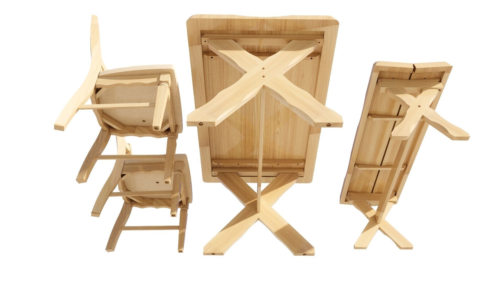 Dining set 4 seat 3D model_5