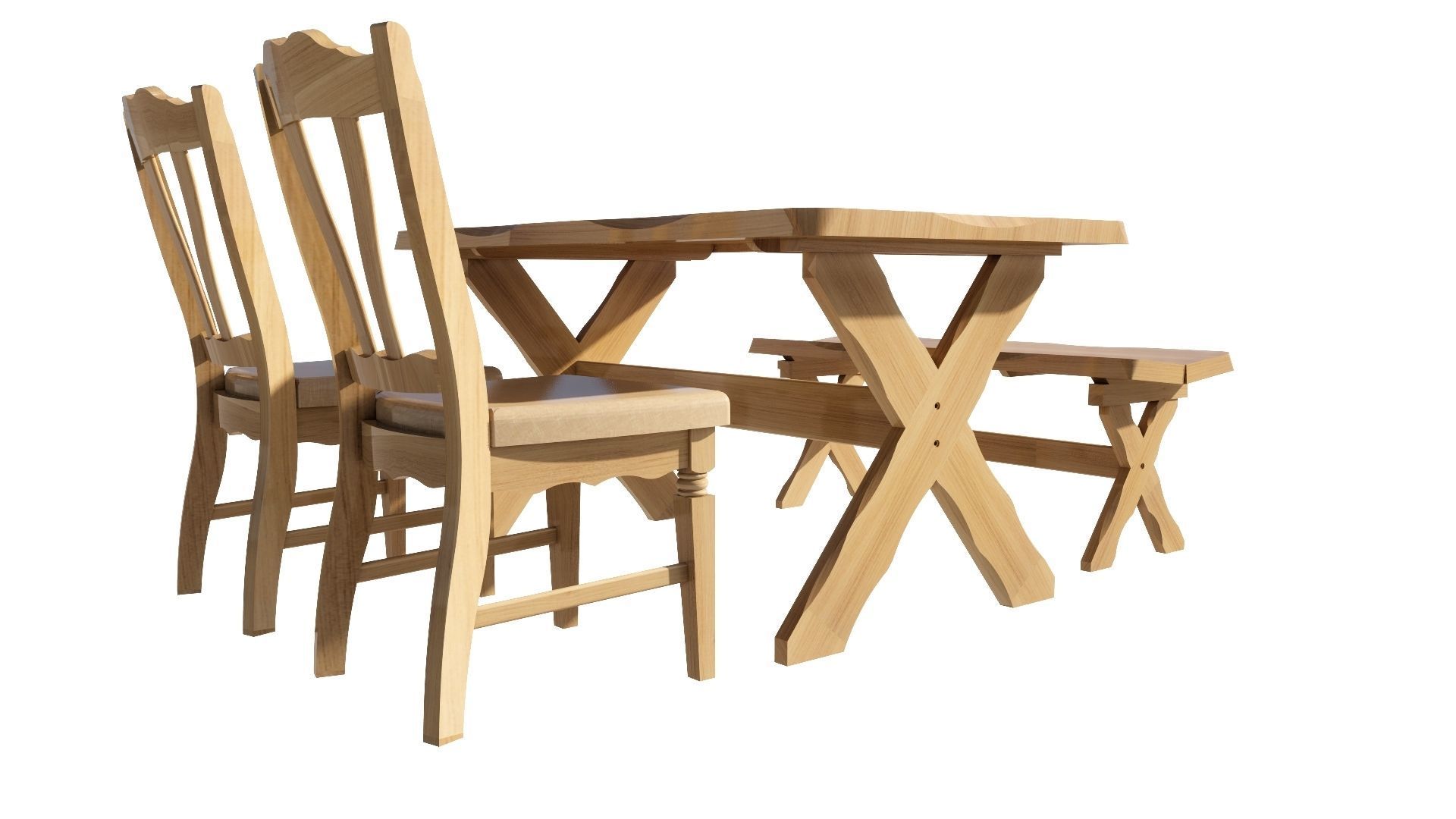 Dining set 4 seat 3D model_4