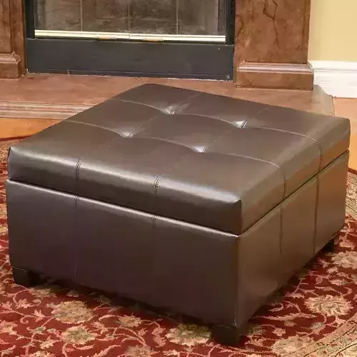 Quentin Vegan Leather Storage Ottoman 3D model