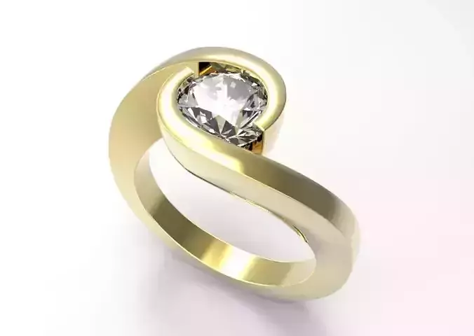 Solitaire Wedding Engagement Bypass Ring