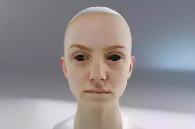 young girl with arched eyebrows