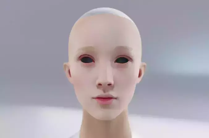 young western girl cute face geek with makeup and anime-style 3D model
