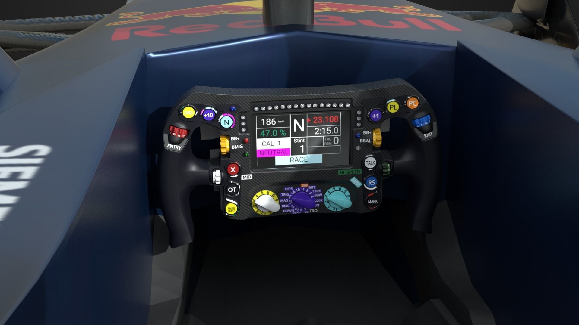 RedBull RB19 Rigged Low-poly 3D model_5