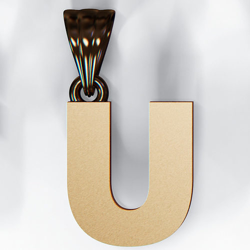 U pendant and earring 3D print model