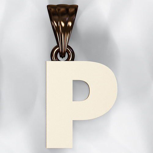 P pendant and earring 3D print model