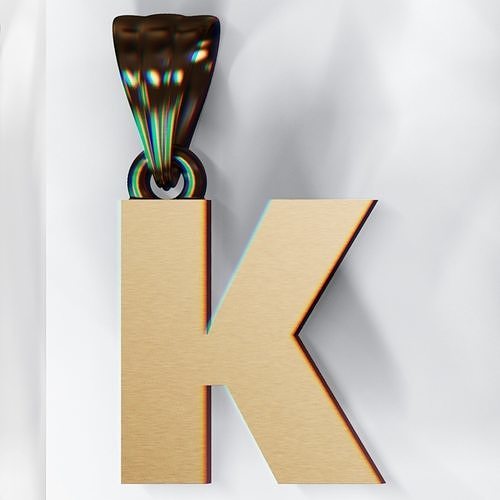 K pendant and earring 3D print model