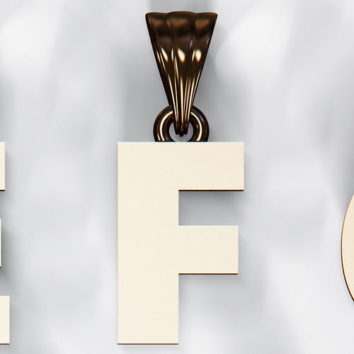 F pendant and earring 3D print model