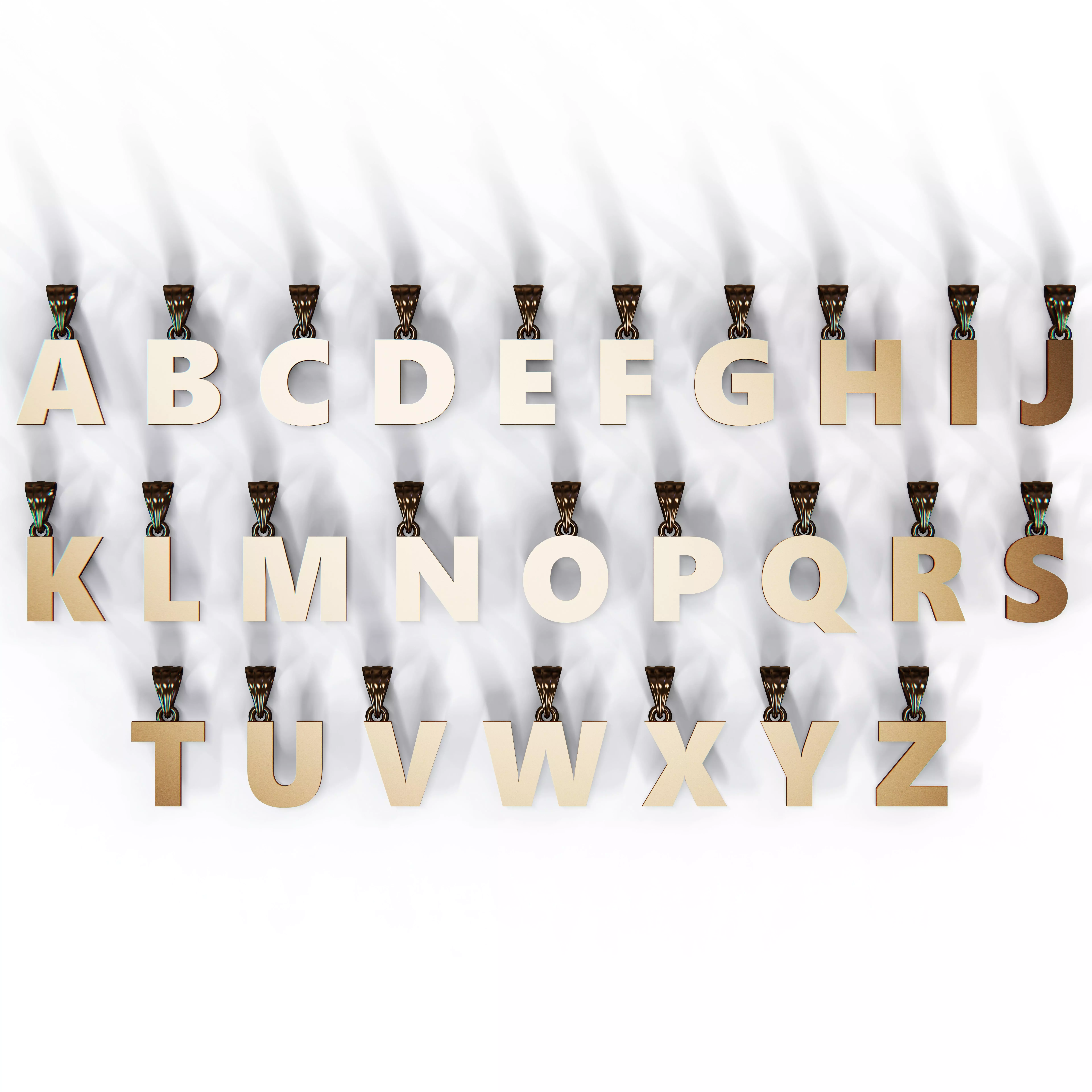 Alphabet pendants and earrings A-Z Collection 3D print model