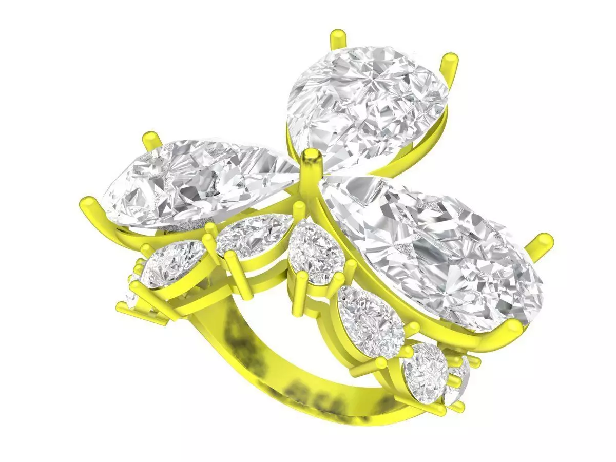 A7454 Luxury HongKong Style Diamond Women Ring 3D print model
