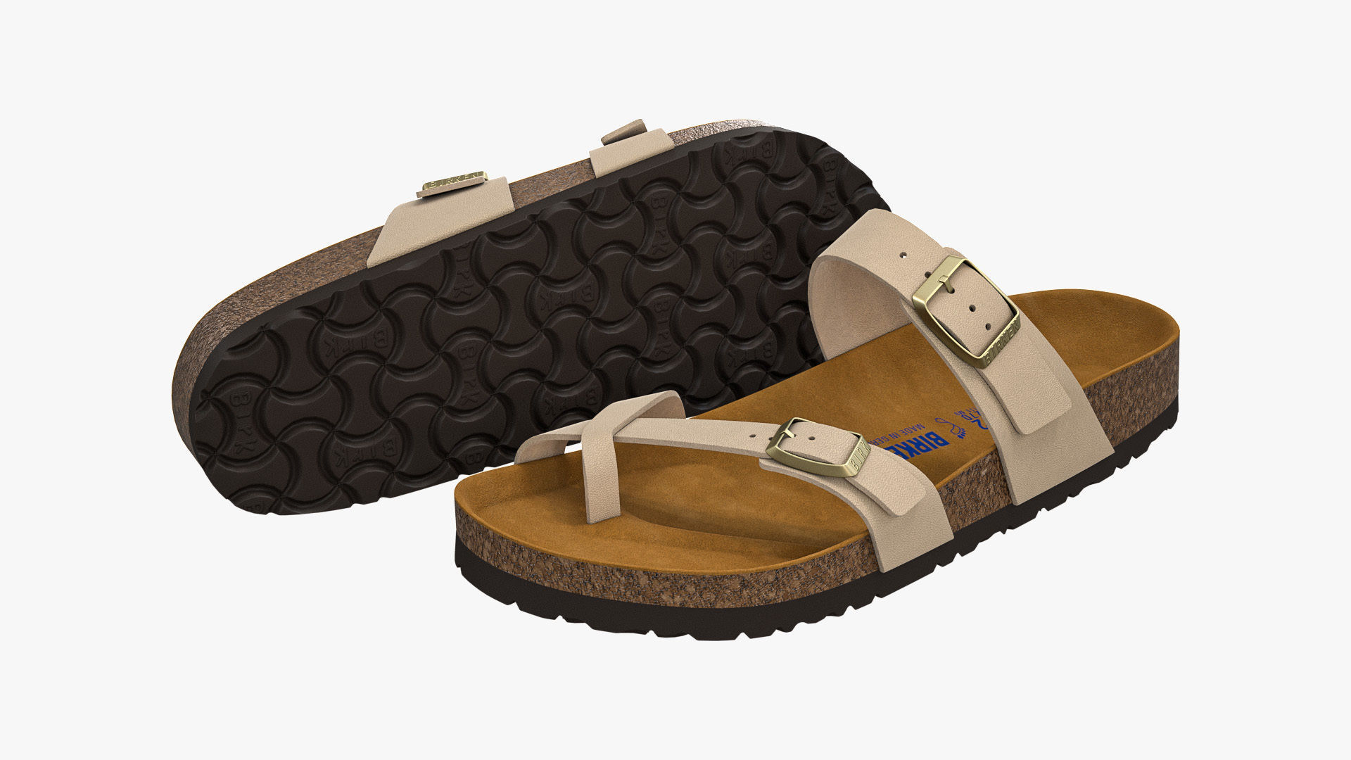 Birkenstock Mayari Cream Leather 3D model_1