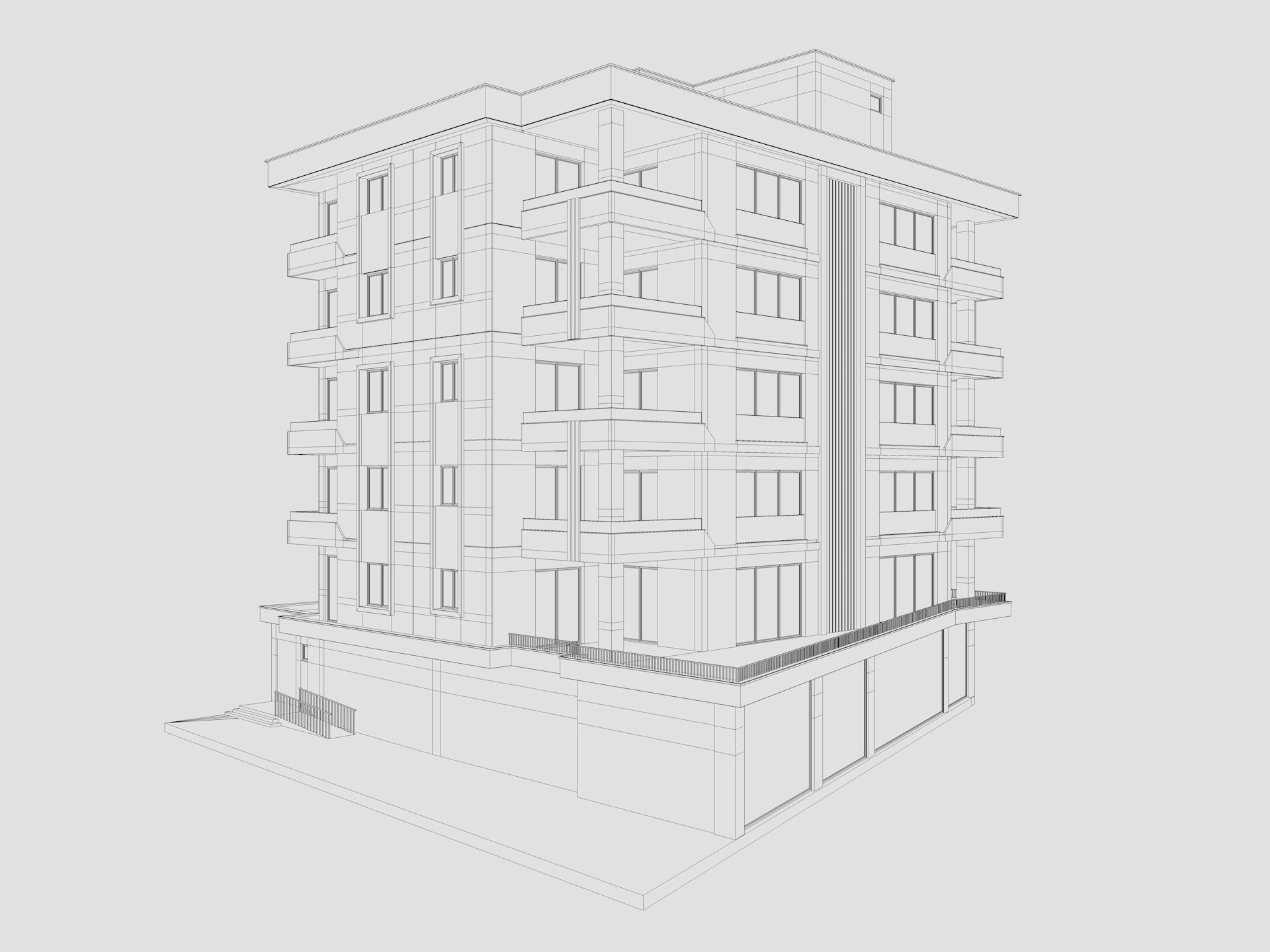 Residential Apartment Building 5 3D model_7