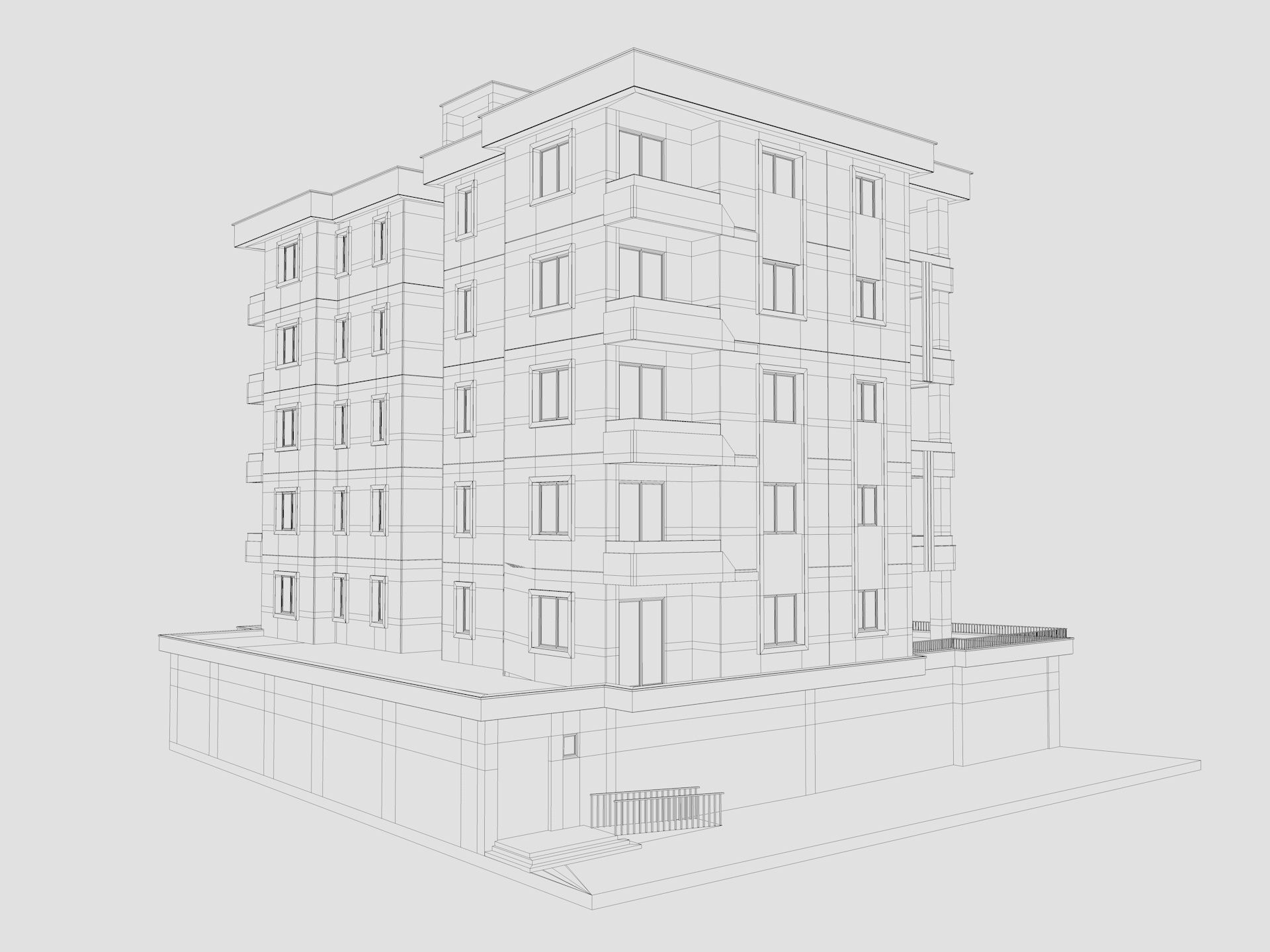 Residential Apartment Building 5 3D model_10
