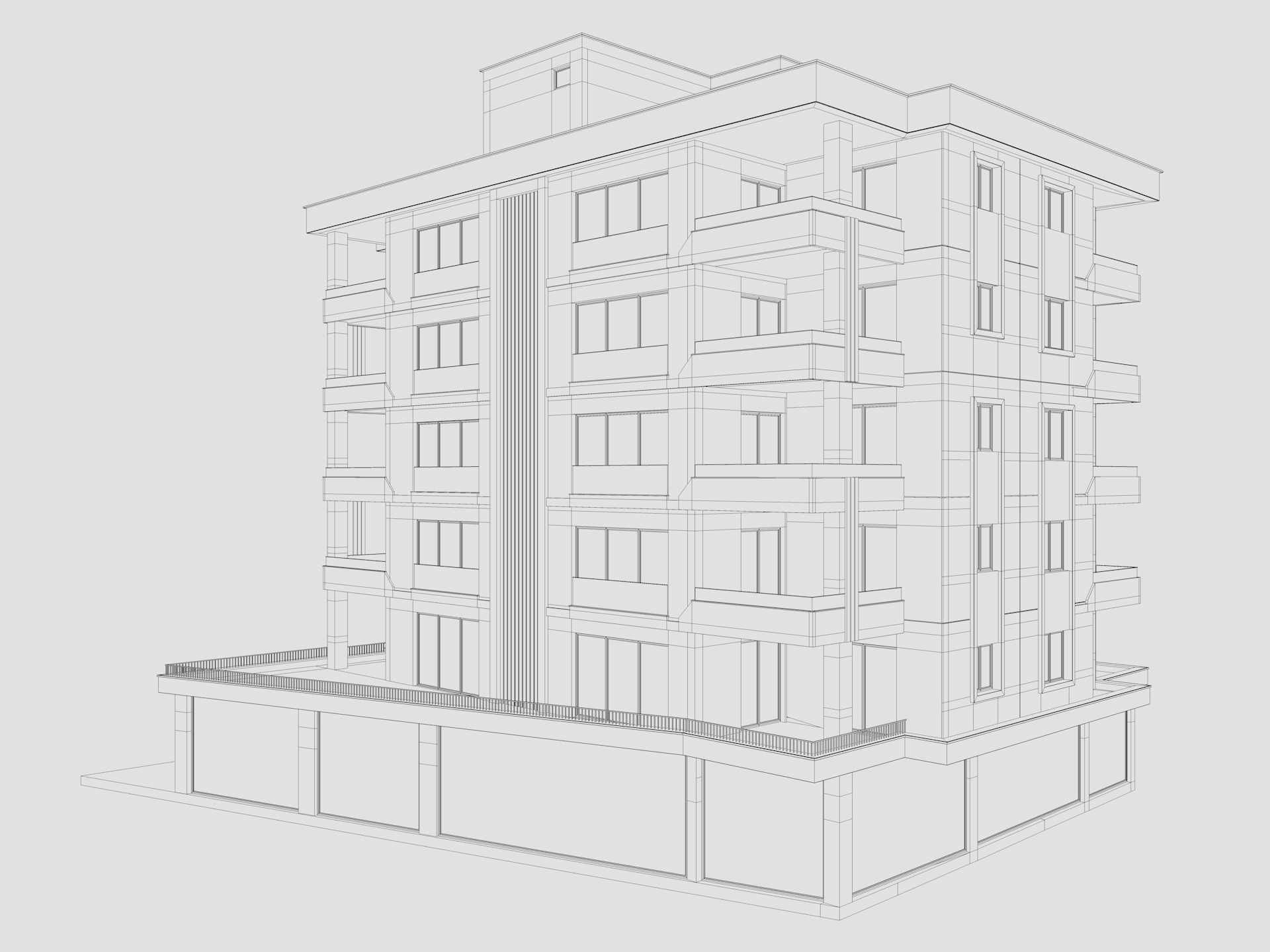 Residential Apartment Building 5 3D model_6