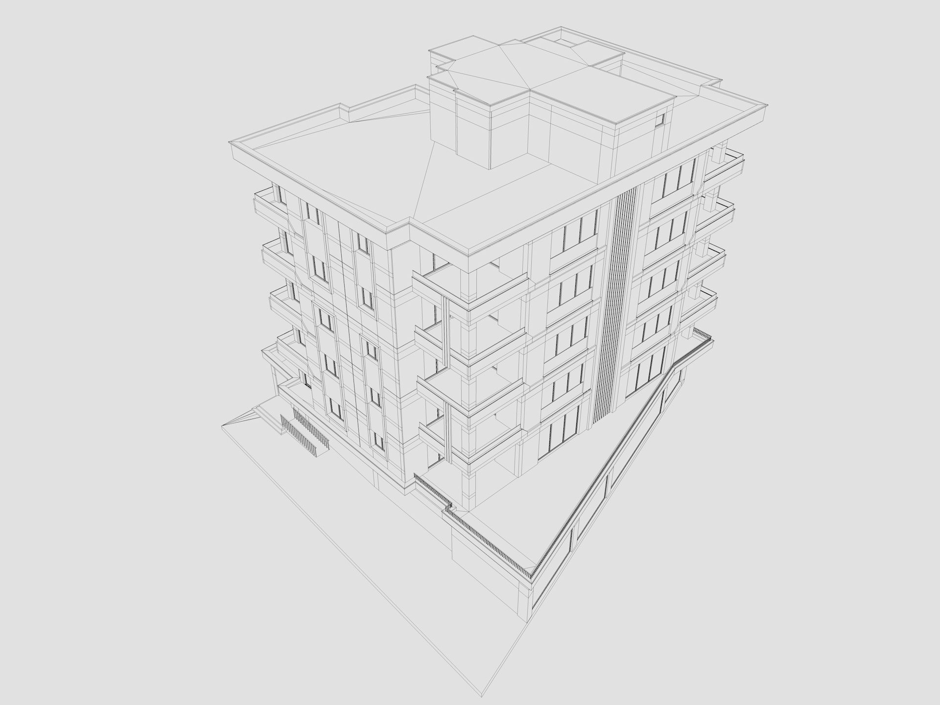 Residential Apartment Building 5 3D model_9