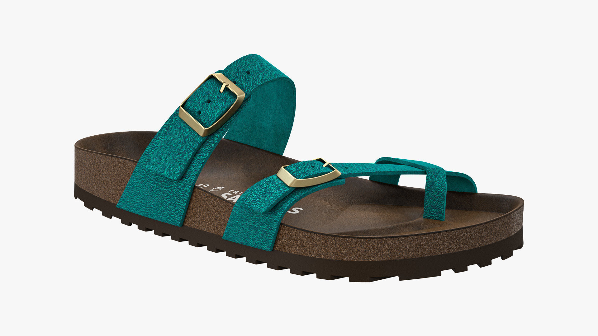 Triple-Strap Sandals Cyan Leather 3D model_9