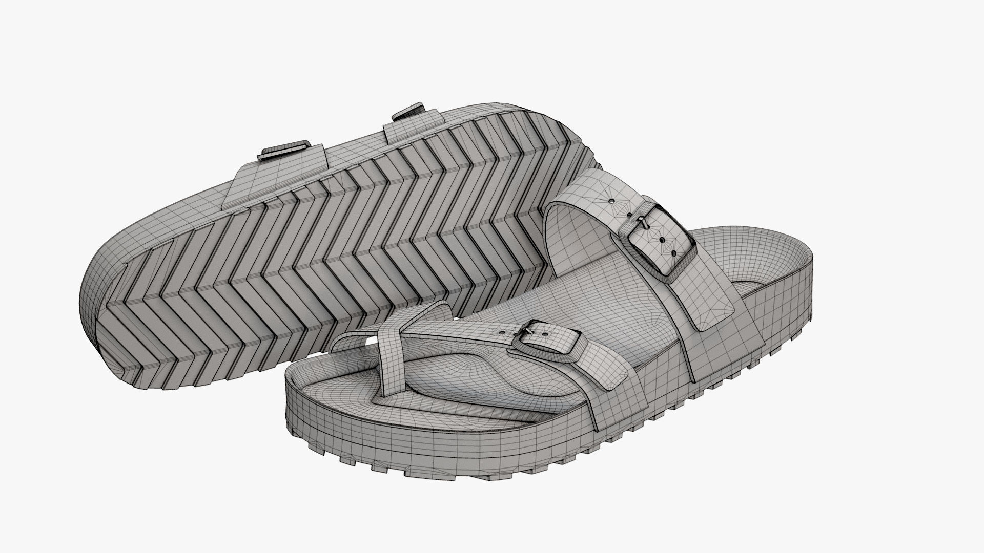 Triple-Strap Sandals Cyan Leather 3D model_13