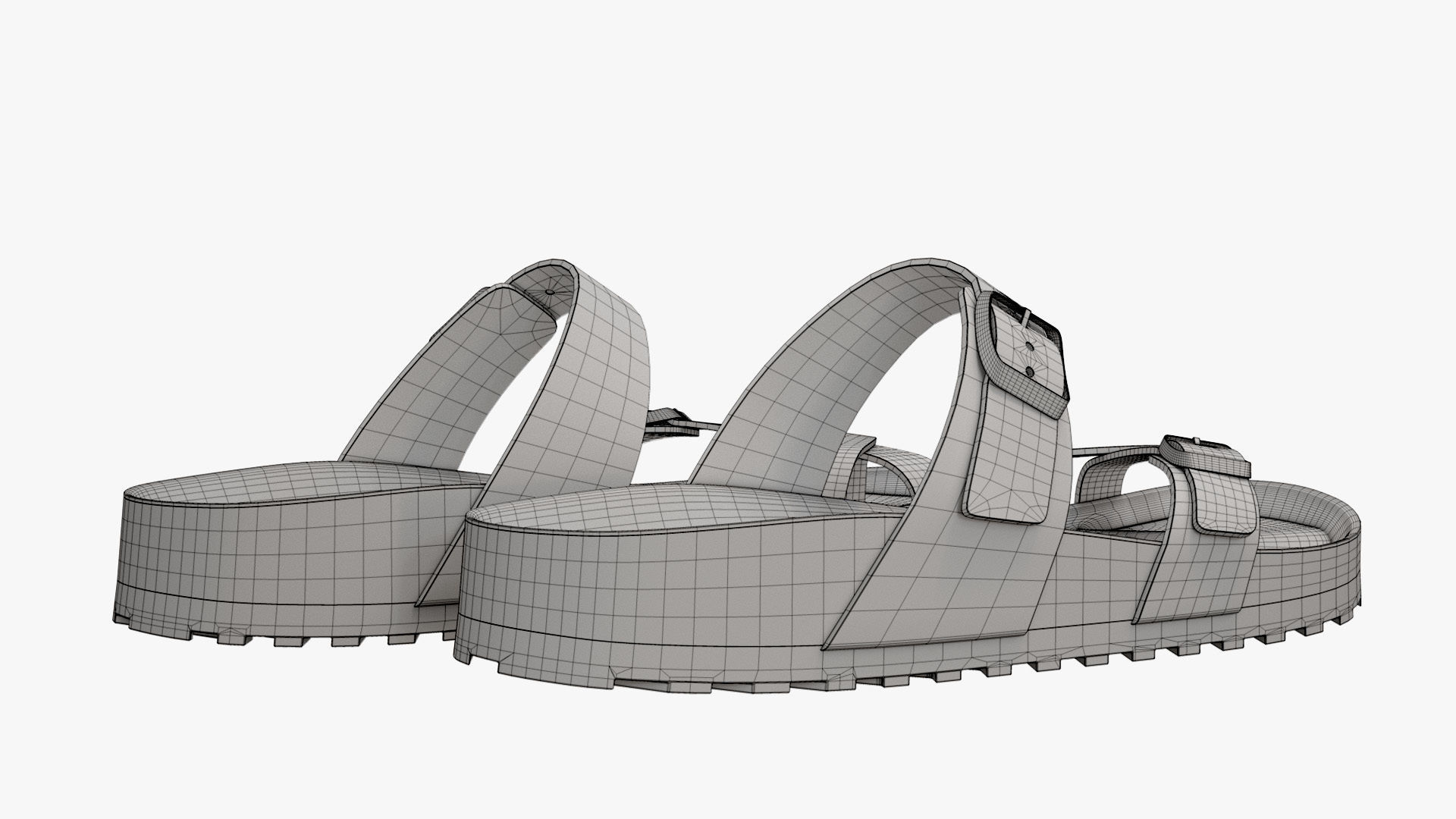 Triple-Strap Sandals Cyan Leather 3D model_15