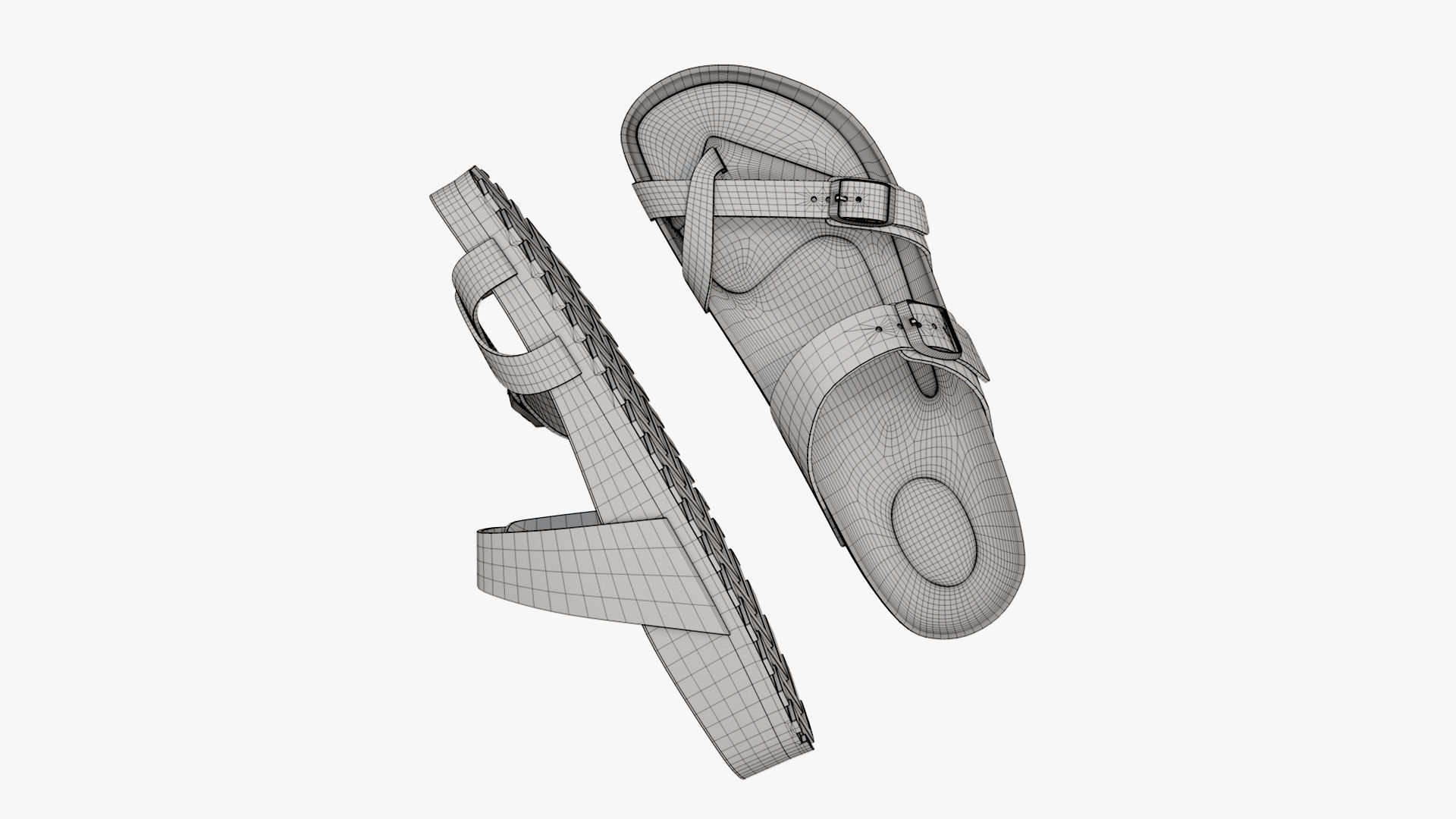 Triple-Strap Sandals Orange Patent 3D model_14