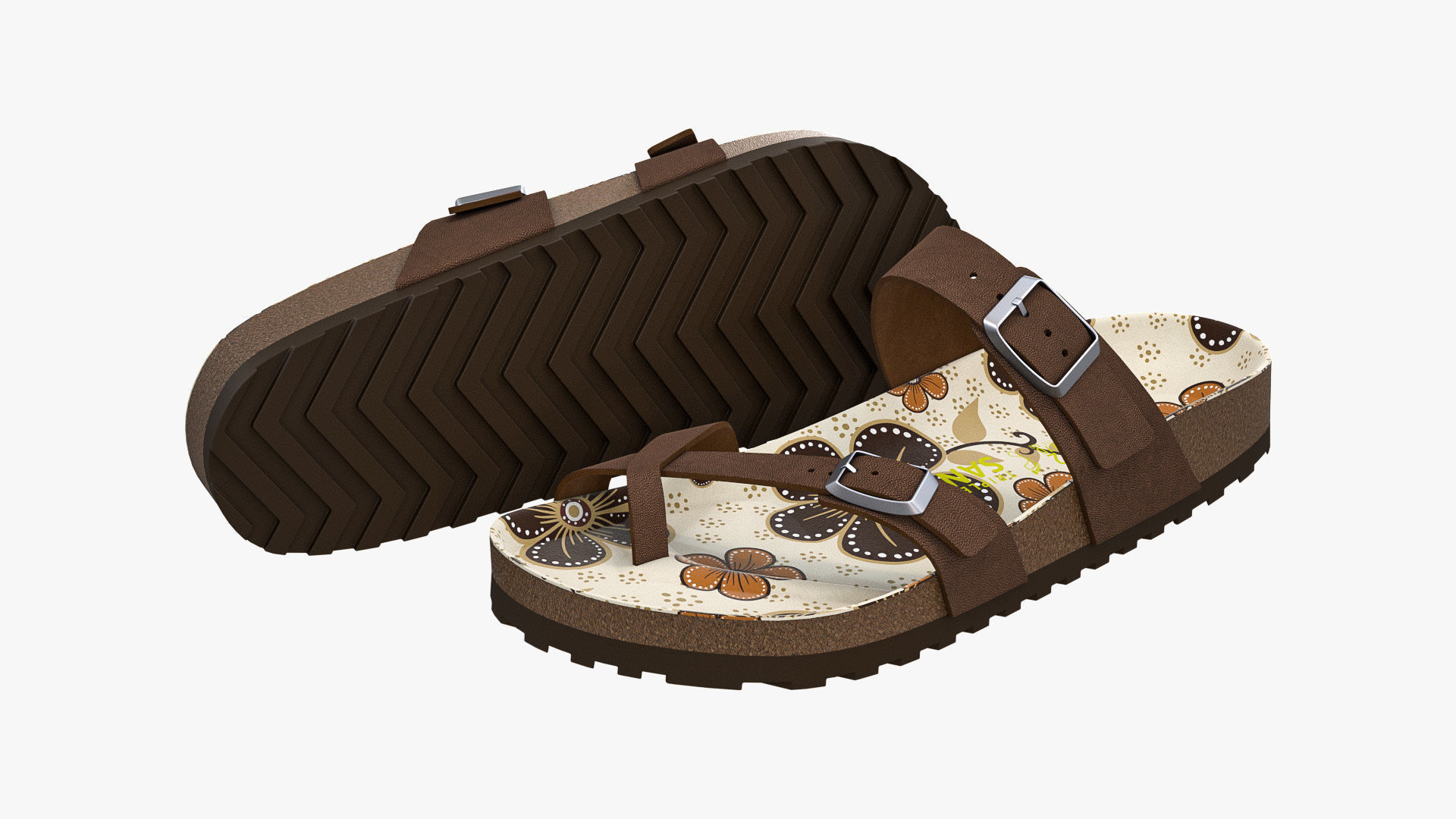 Triple-Strap Sandals Pattern 3D model_1