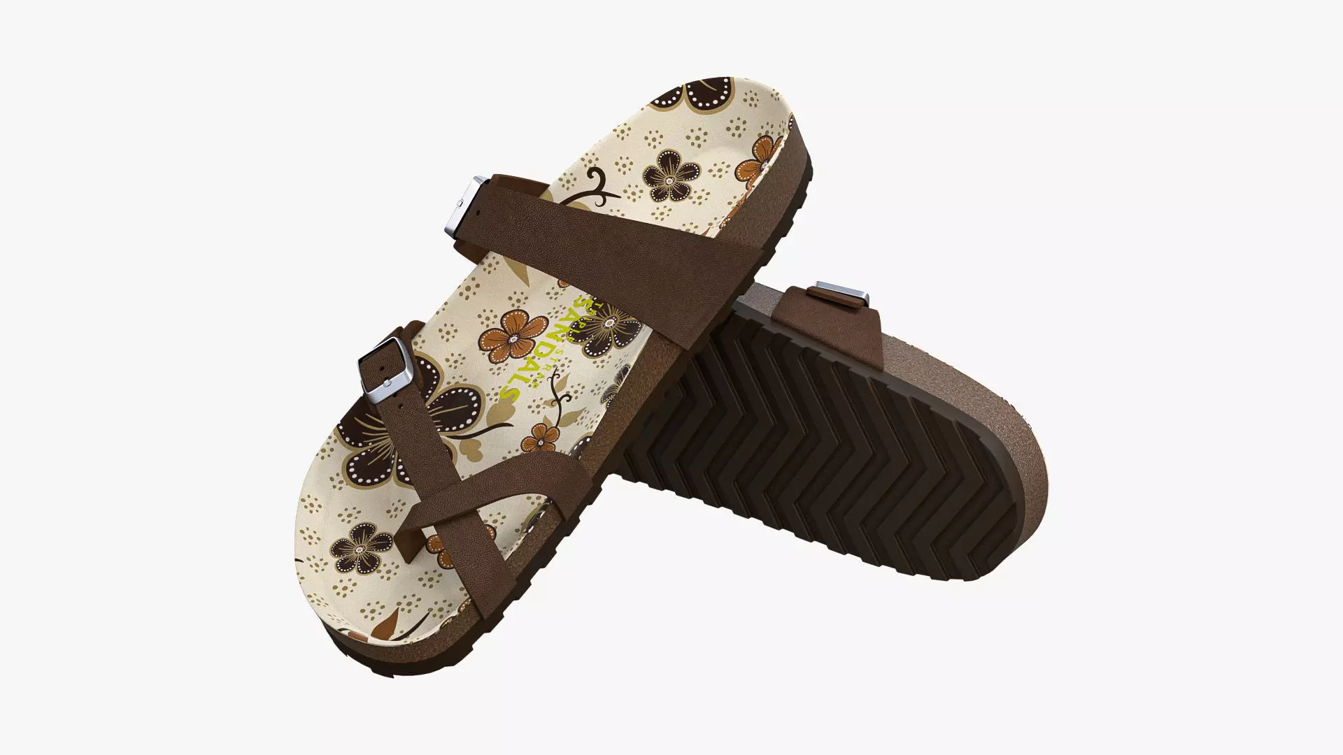 Triple-Strap Sandals Pattern 3D model_0