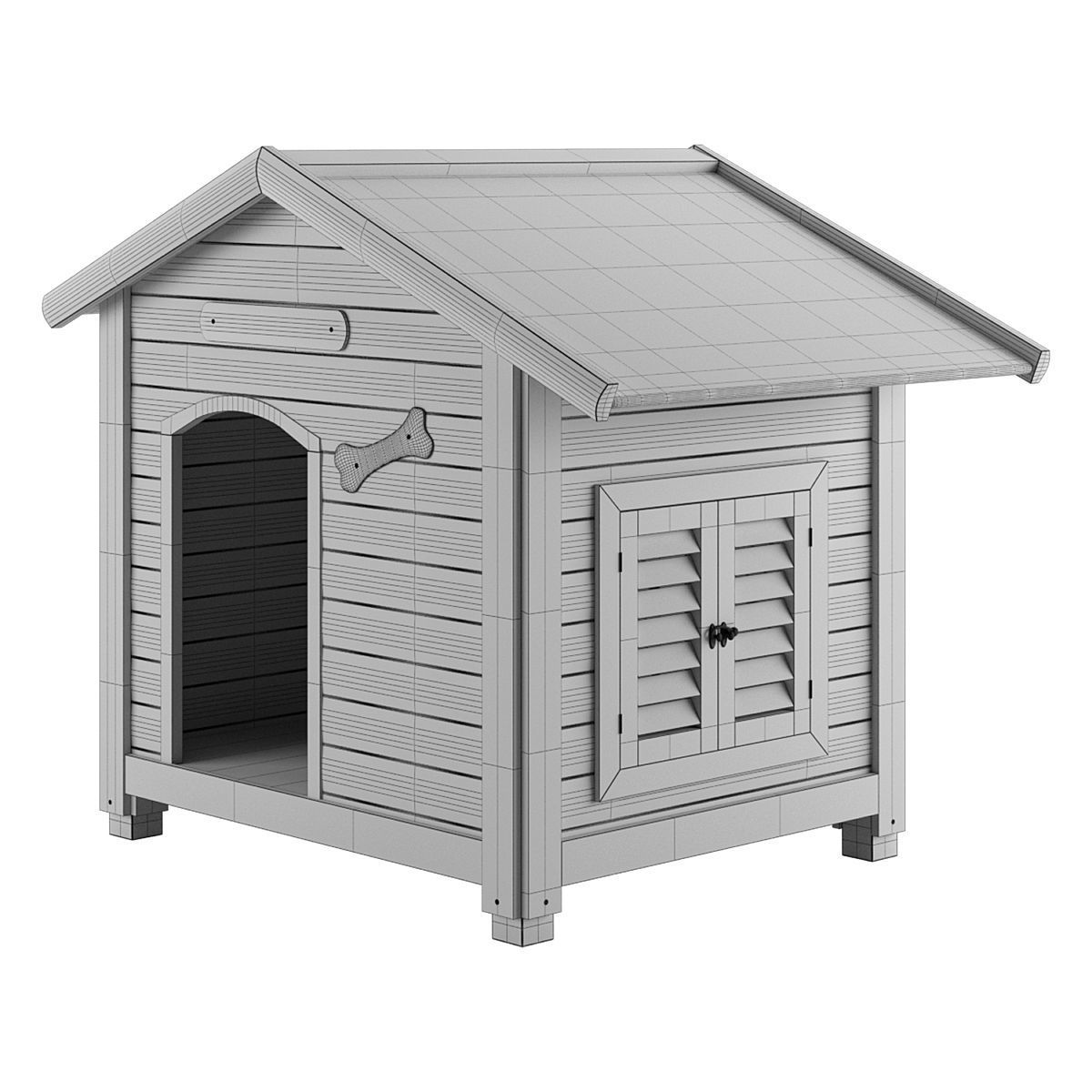 Wood Dog House 3D model_4