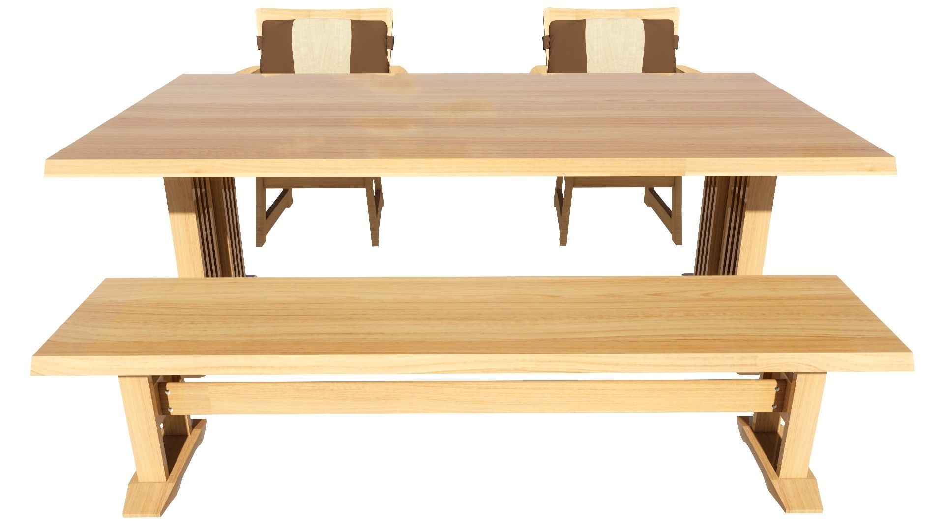 Dining set 4 seat 3D model_6