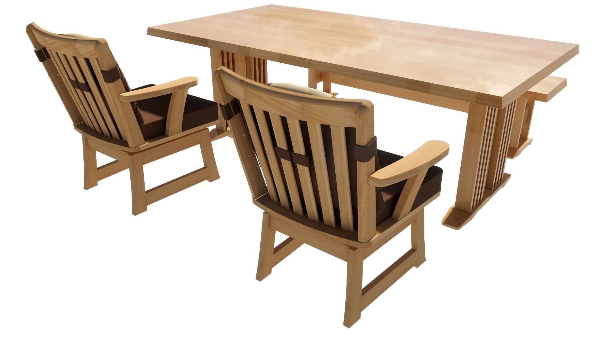 Dining set 4 seat 3D model_4