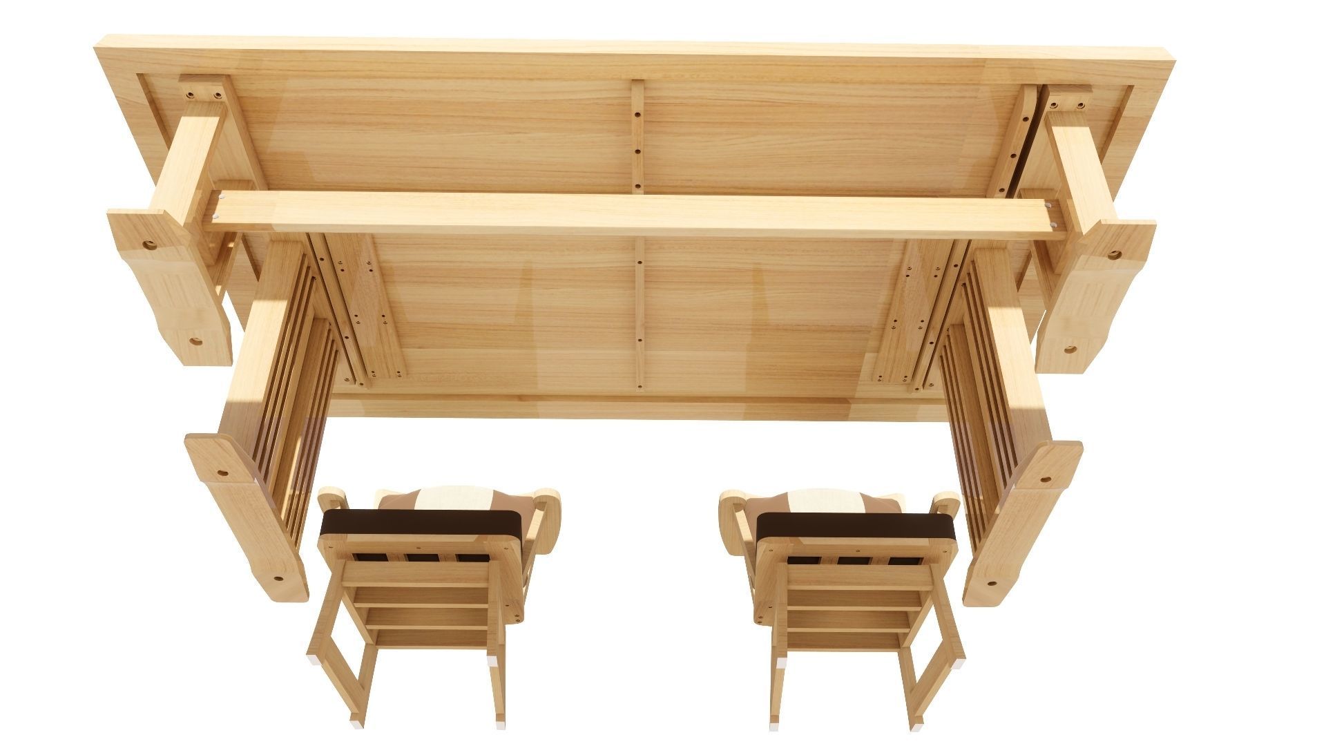 Dining set 4 seat 3D model_8