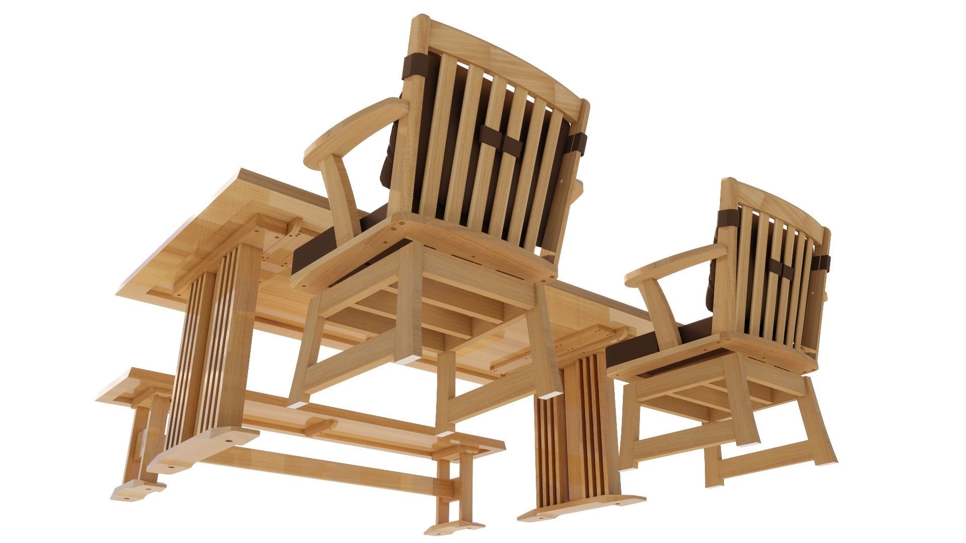 Dining set 4 seat 3D model_5