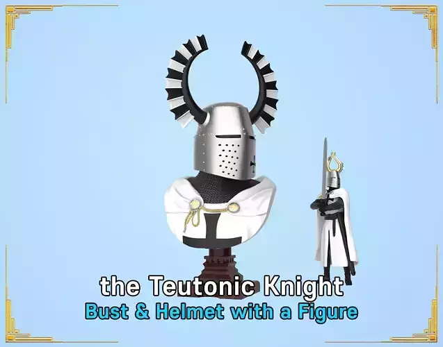the Teutonic Knight Bust and Great Helm with a figure 3D print model