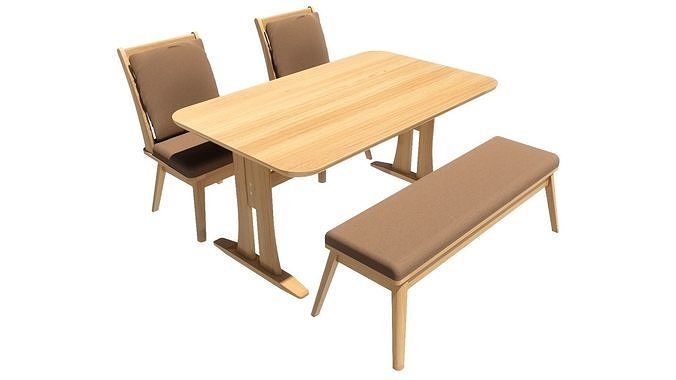 Dining set 4-6 seat 3D model 3