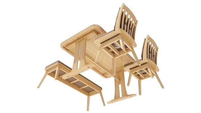 Dining set 4-6 seat 3D model 5