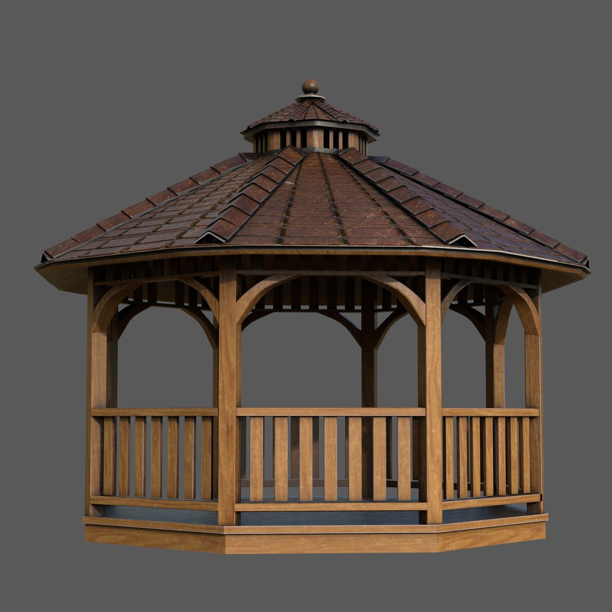 Garden Gazebo 2 Low-poly 3D model_3