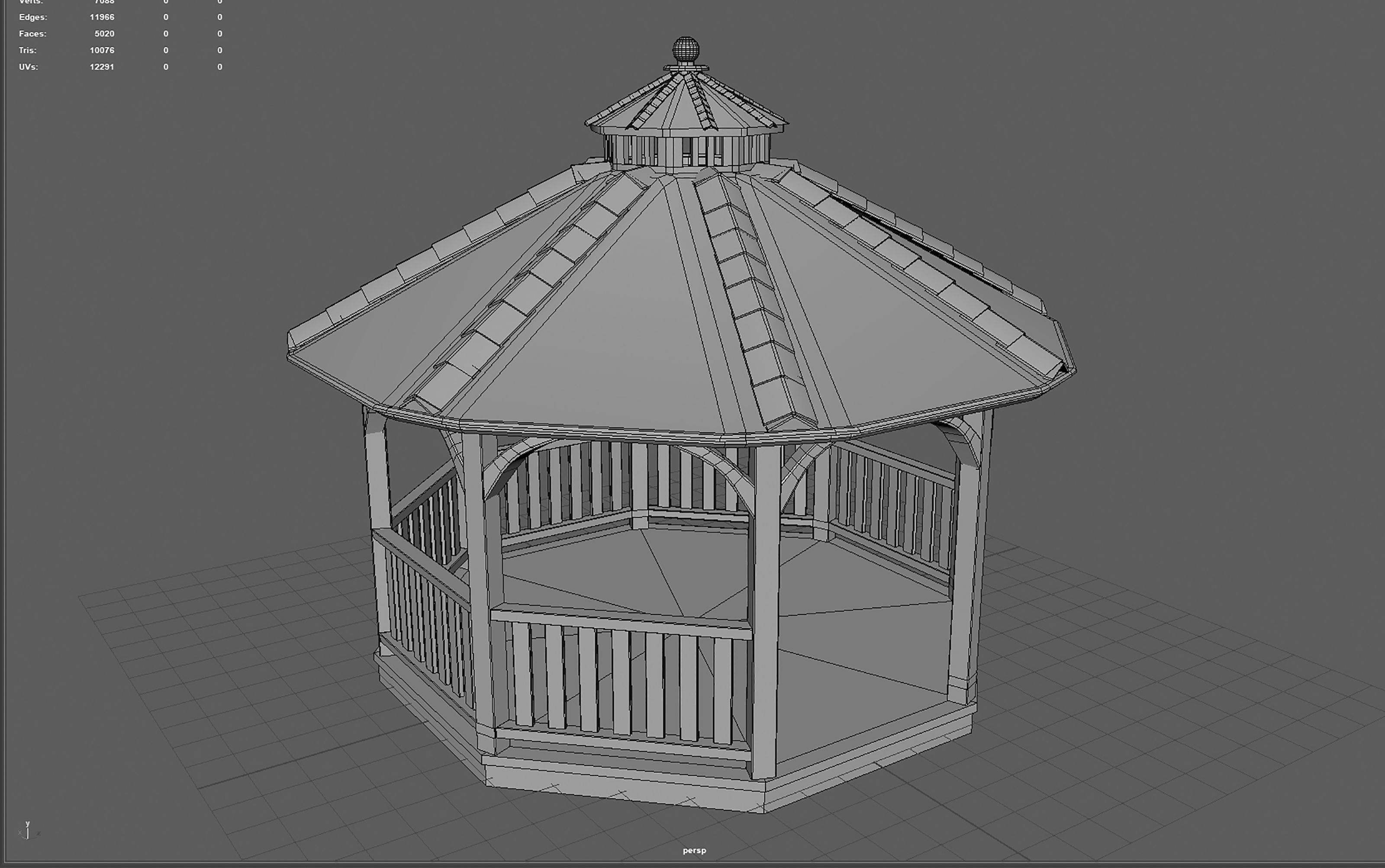 Garden Gazebo 2 Low-poly 3D model_12