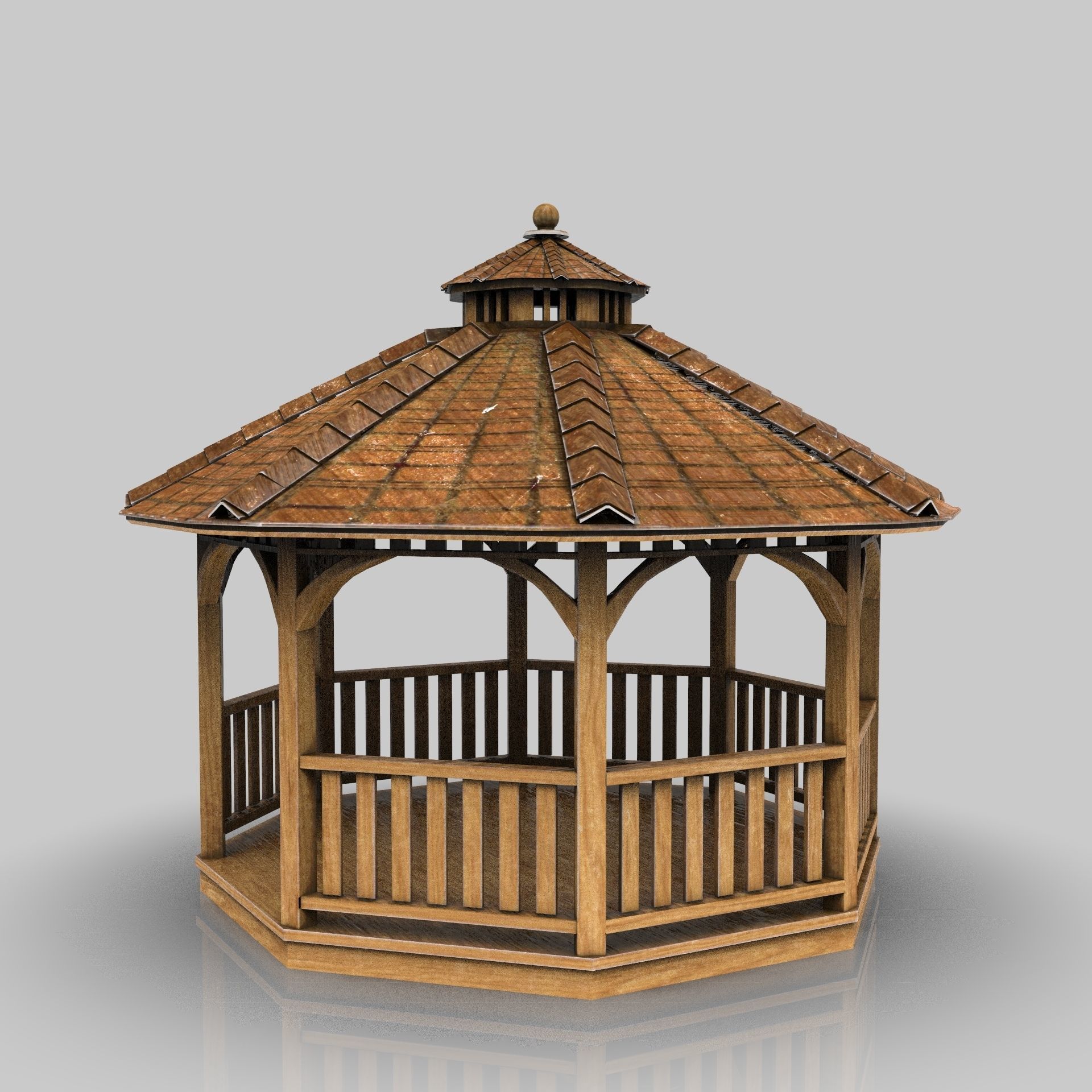 Garden Gazebo 2 Low-poly 3D model_14