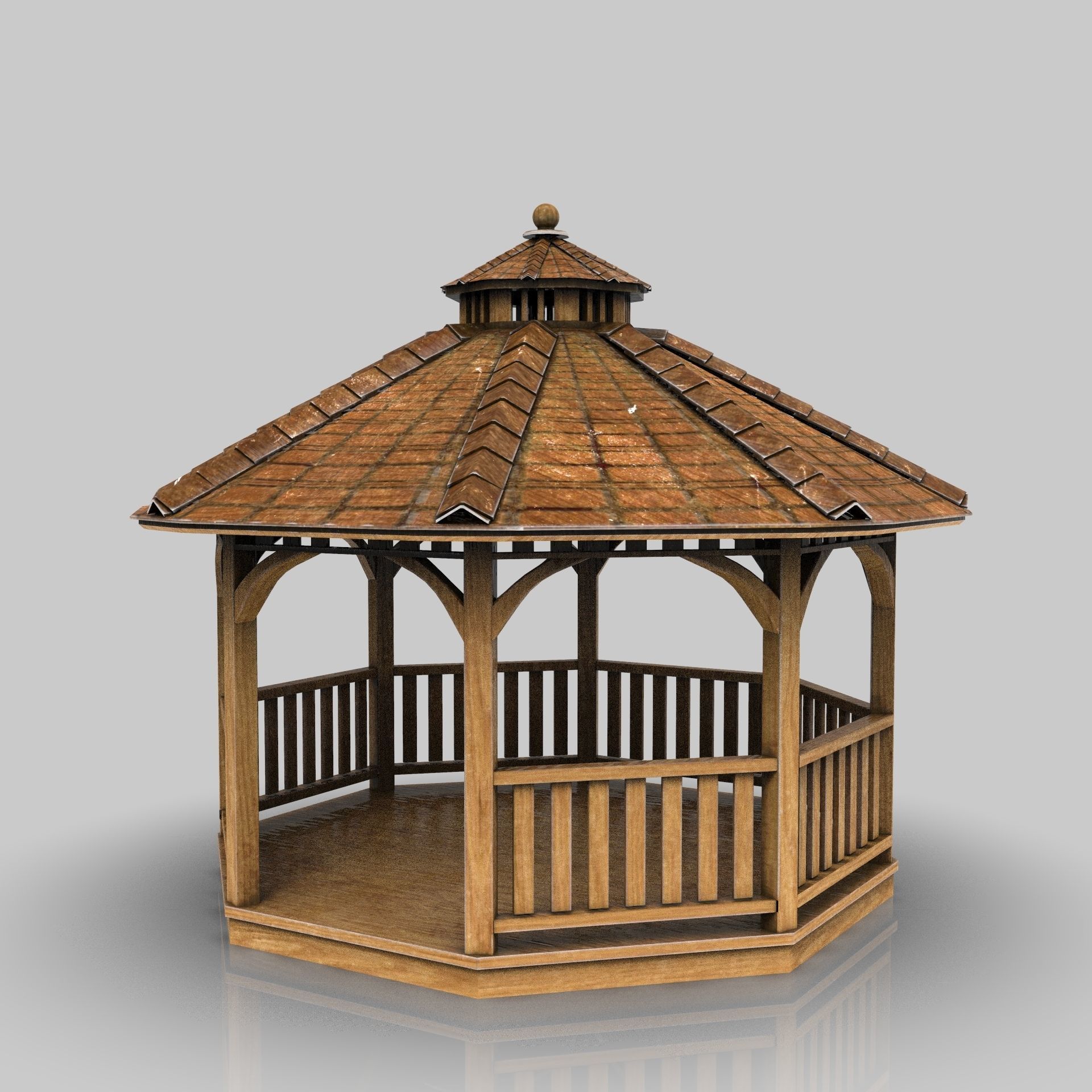 Garden Gazebo 2 Low-poly 3D model_19