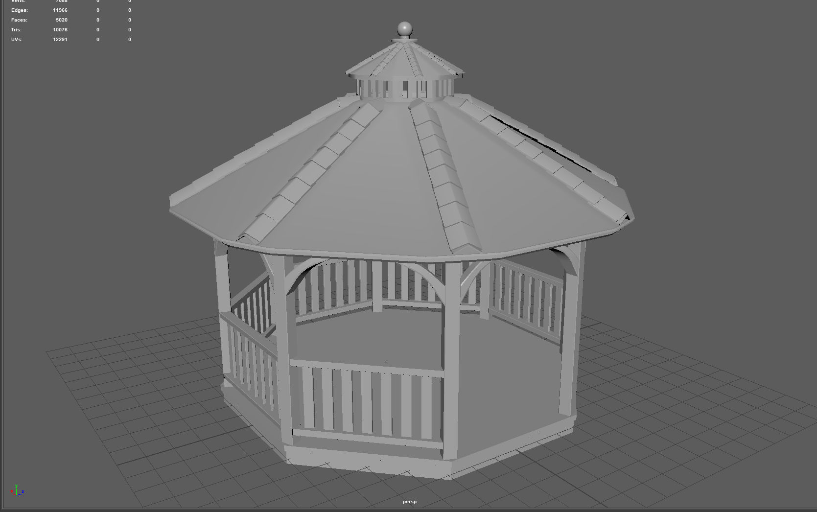 Garden Gazebo 2 Low-poly 3D model_5