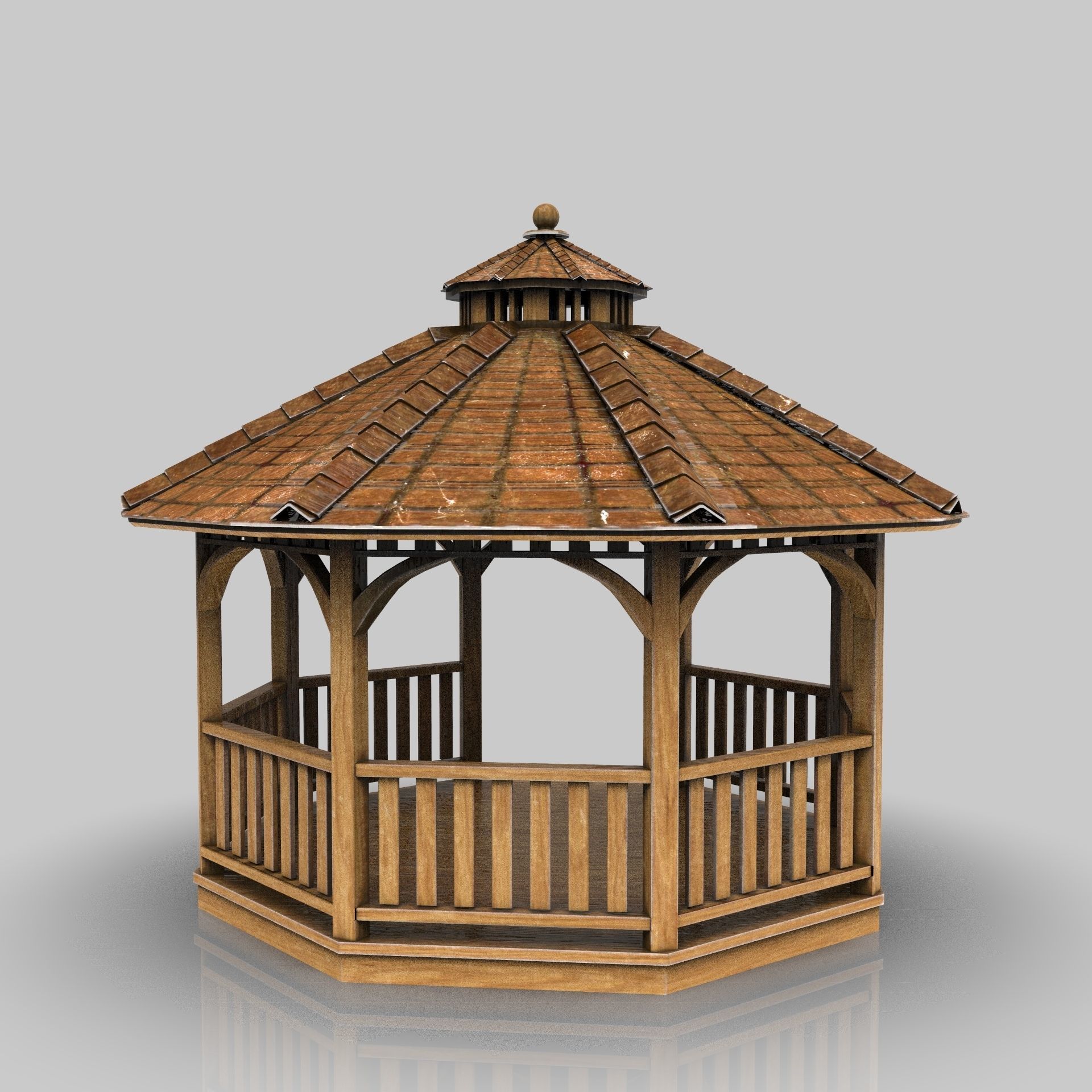 Garden Gazebo 2 Low-poly 3D model_16