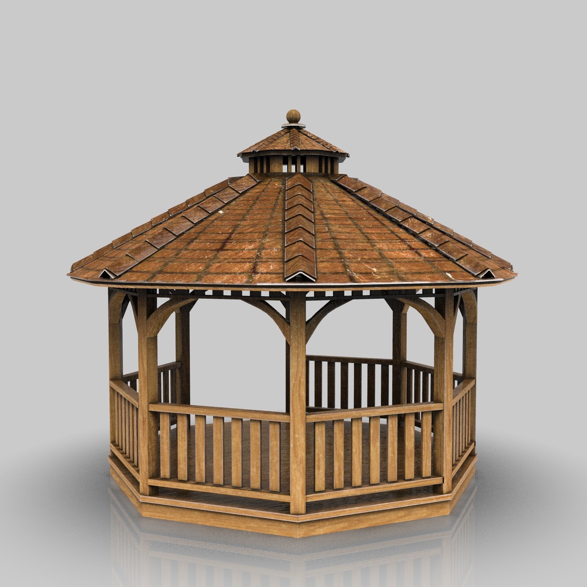 Garden Gazebo 2 Low-poly 3D model_15