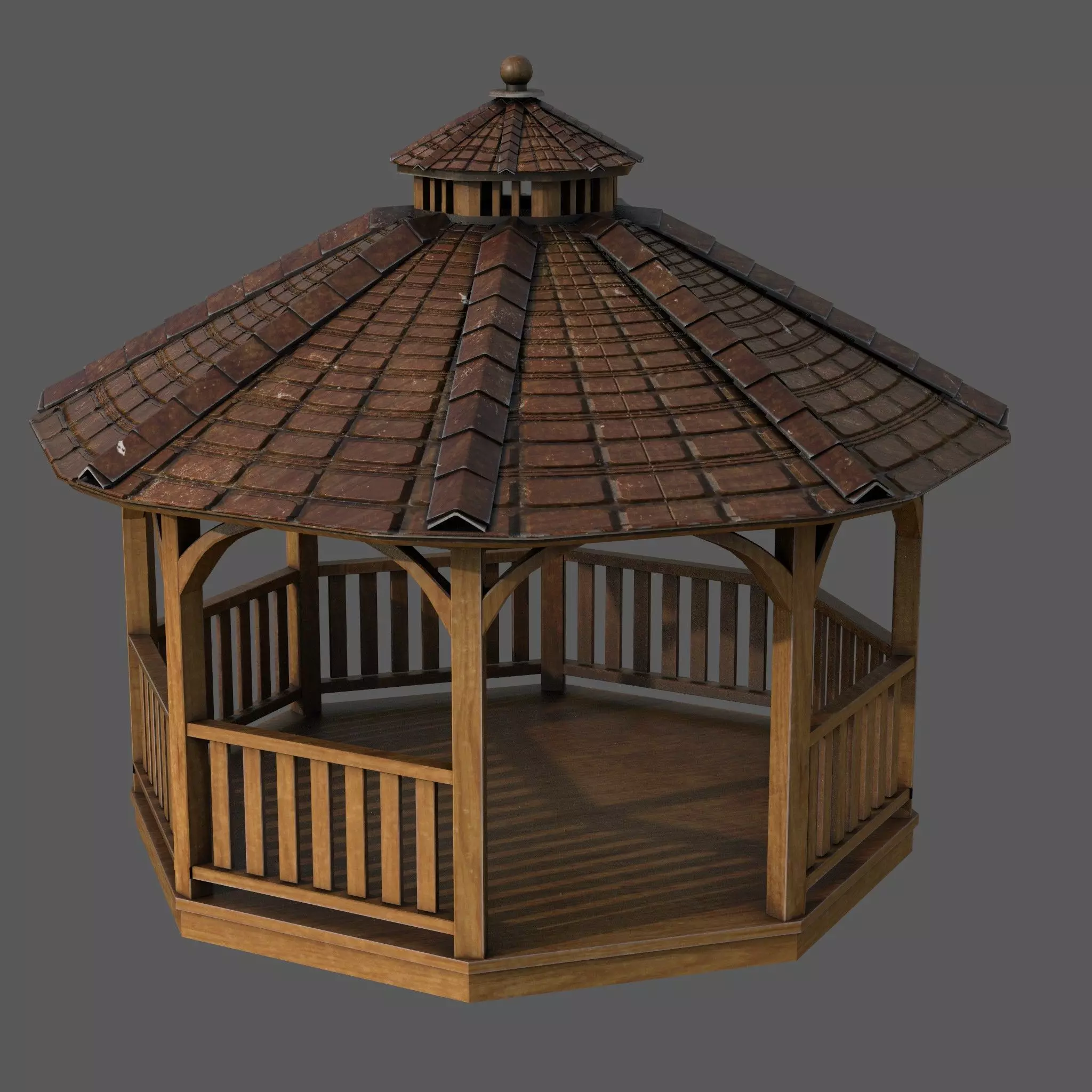 Garden Gazebo 2 Low-poly 3D model_0