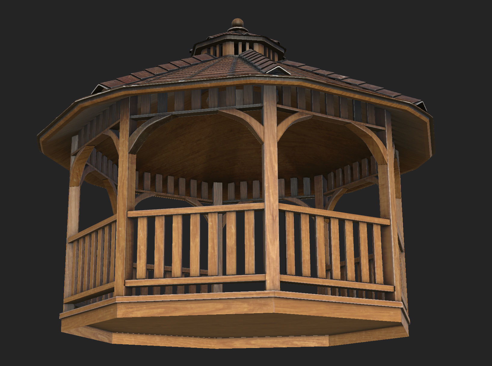 Garden Gazebo 2 Low-poly 3D model_13