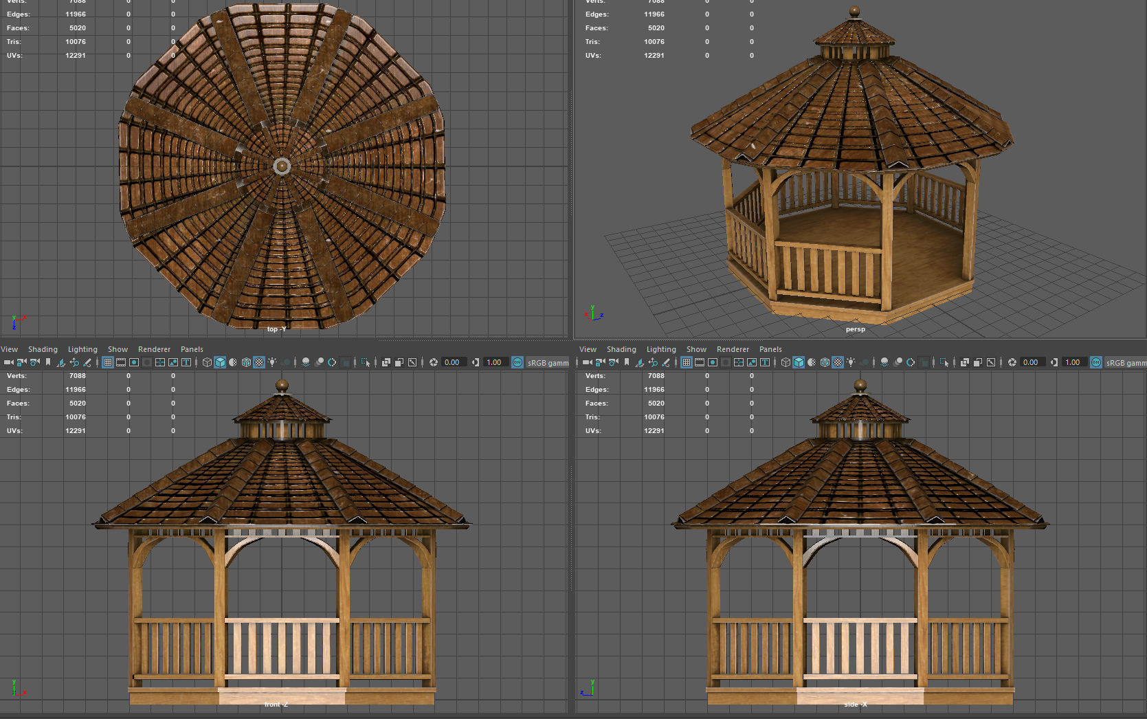 Garden Gazebo 2 Low-poly 3D model_7