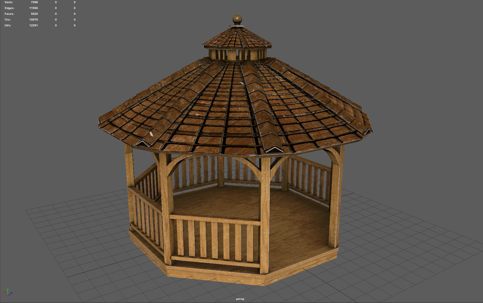Garden Gazebo 2 Low-poly 3D model_4