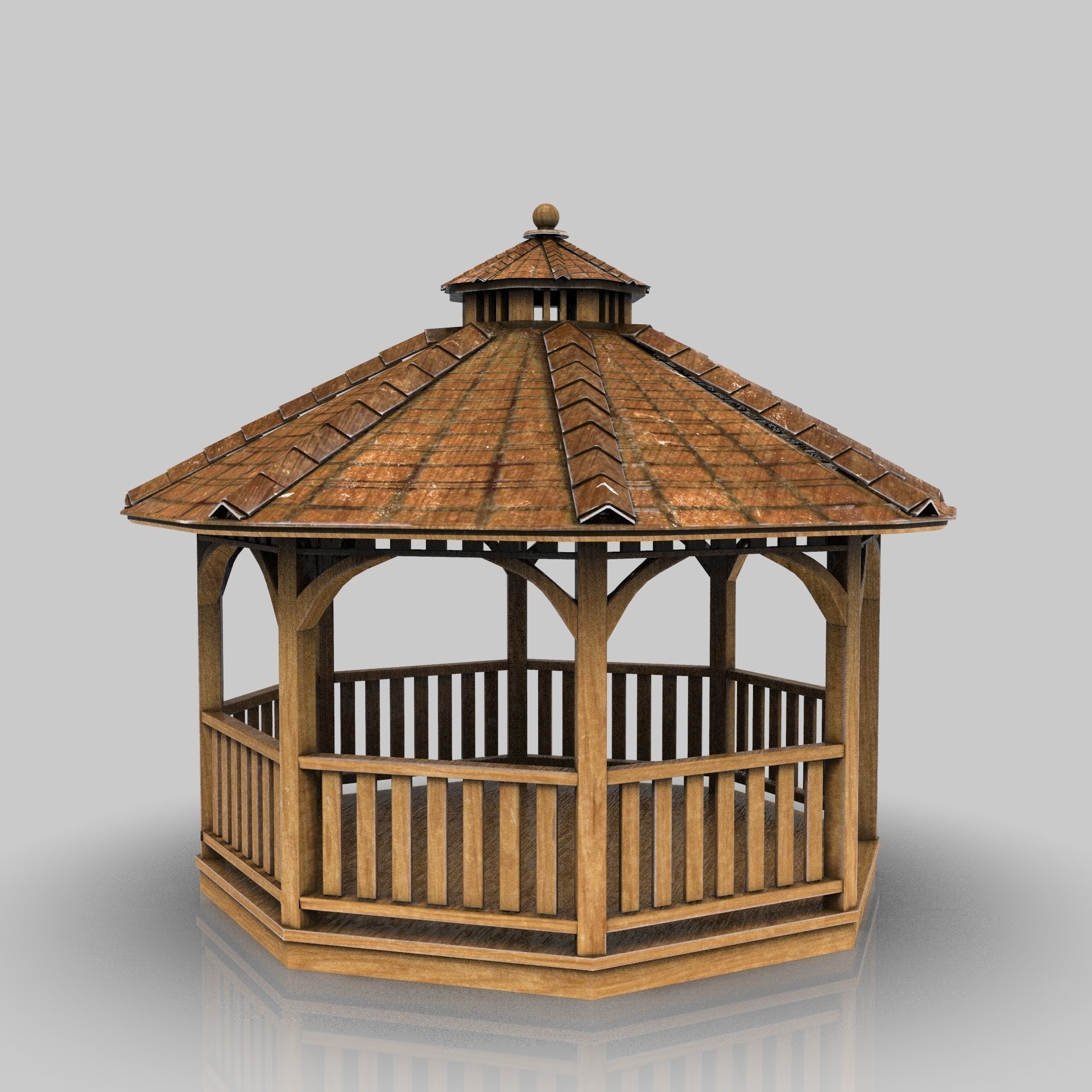 Garden Gazebo 2 Low-poly 3D model_18